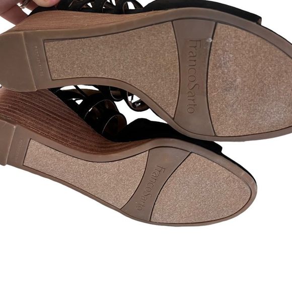 New Franco Sarto Size 6 Black Lace Up Wedge Sandals - Picture 4 of 6